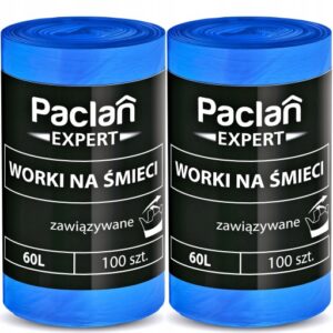 Worki na Smieci PACLAN EXPERT Wiazane 60L 200 szt